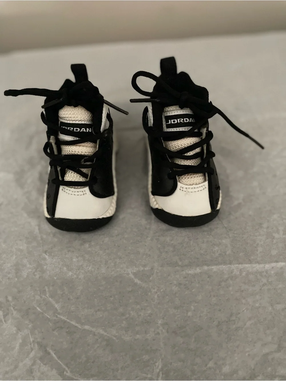 NIKE Team Jordan Baby Sneakers Black & White with Red Trim (Size 2C)